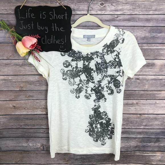 J. Crew Tops - J. Crew white gray sequin graphic short sleeve top